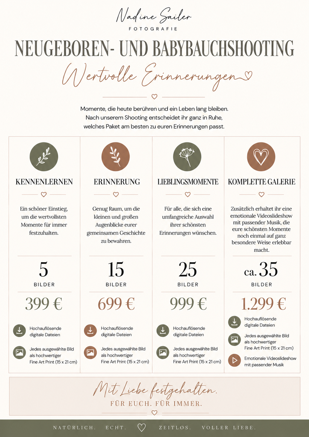 Neugeborenen- und Babybauchshooting Preisliste